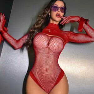 Crimson Spell Lace-Trim Bodysuit